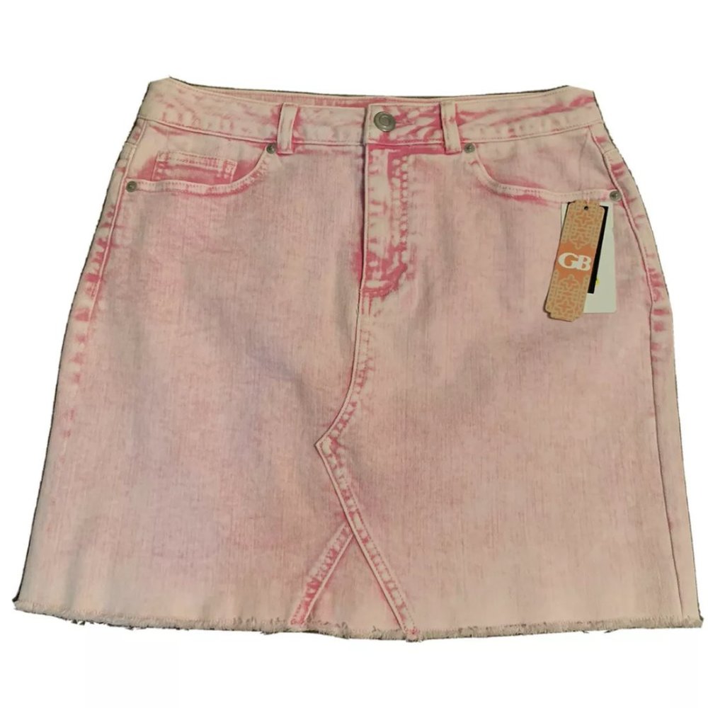 NWT Gianni Bini Pink Acid Wash Denim Mini Skirt
